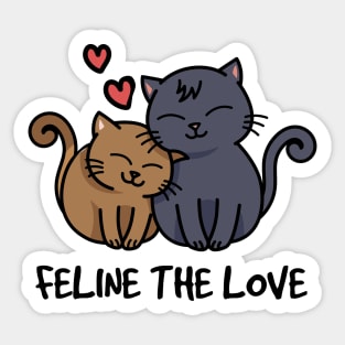 Feline The Love! Cute Kawaii Cats Valentines Day T-Shirt for Cat Lovers Sticker